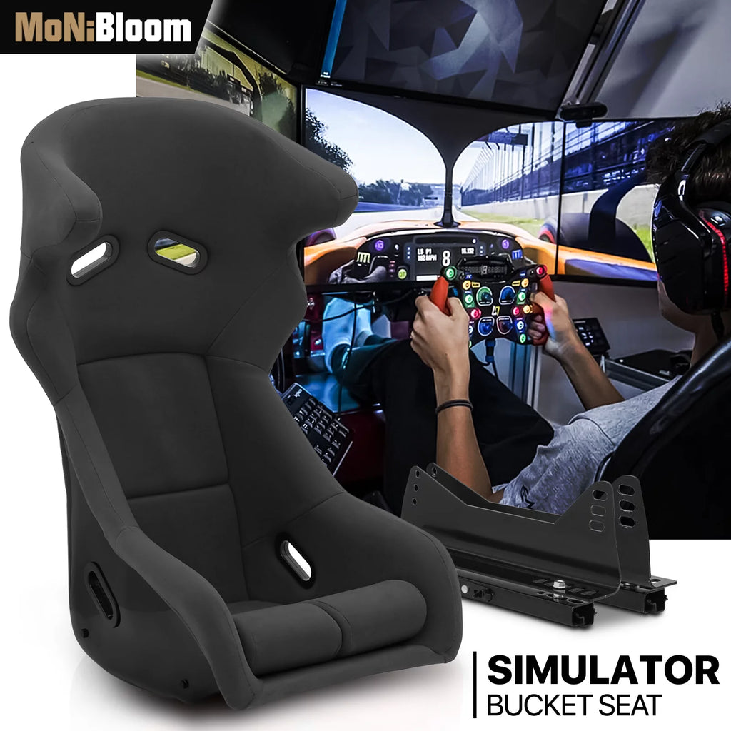 Black Racing Bucket Seat with Adjustable Slide P430086