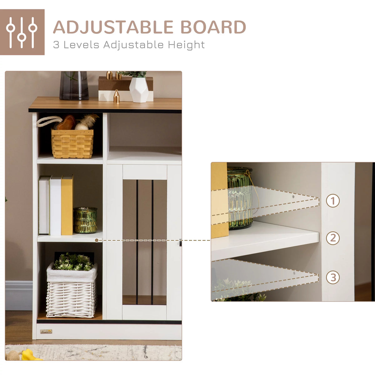 White Dog Crate Furniture with Storage Q649