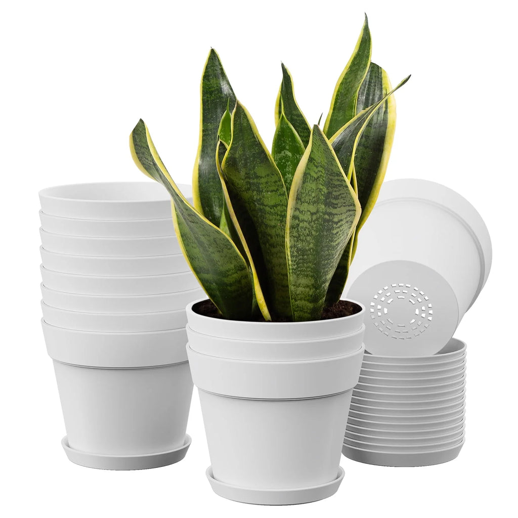 6 Inch Plastic Planters 16 Pack White V2788