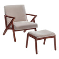 Beige Fabric Accent Lounge Armchair with Ottoman K354