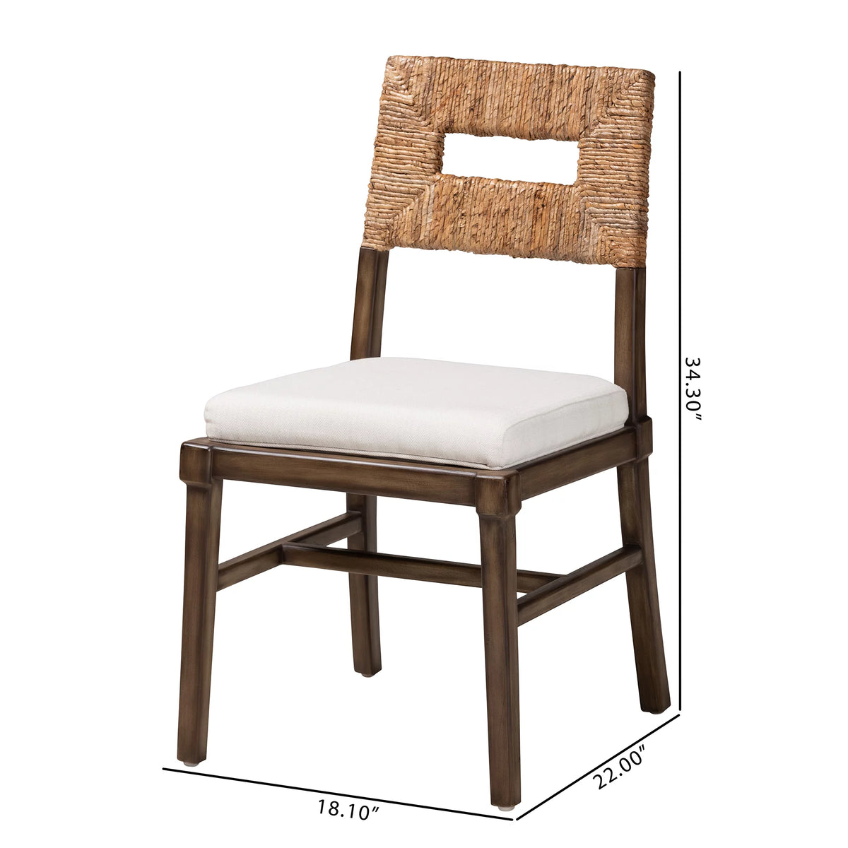 Dark Brown Mahogany Wood and Rattan Dining Chair L817372