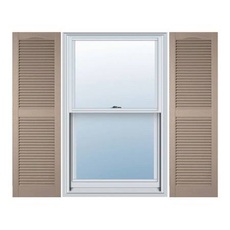 Vinyl Cathedral Top Open Louver Shutters N127760