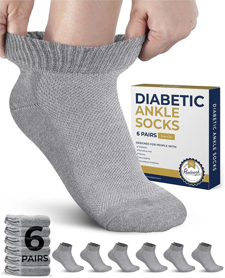 Diabetic Ankle Socks 6 Pairs Low Cut Seamless R462561