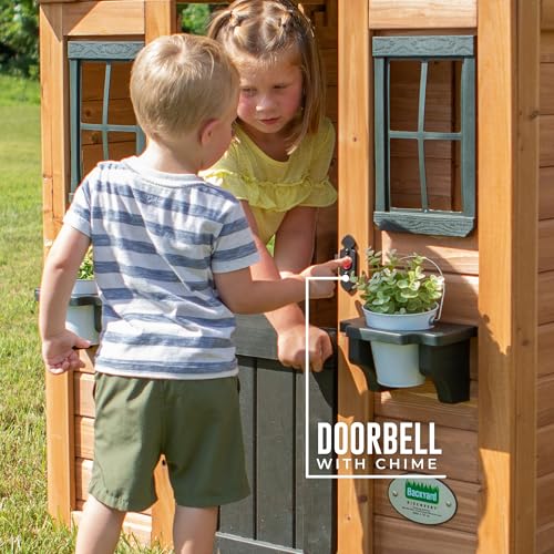 Cedar Wooden Kids Playhouse with Play Kitchen L28345