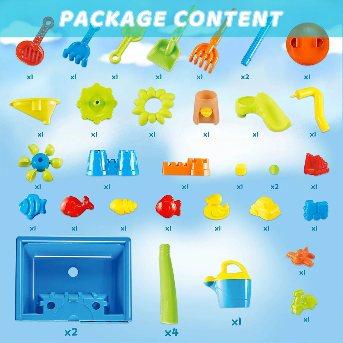 Water Tables for Toddlers Outdoor Sand Toys 38Pcs Set A173