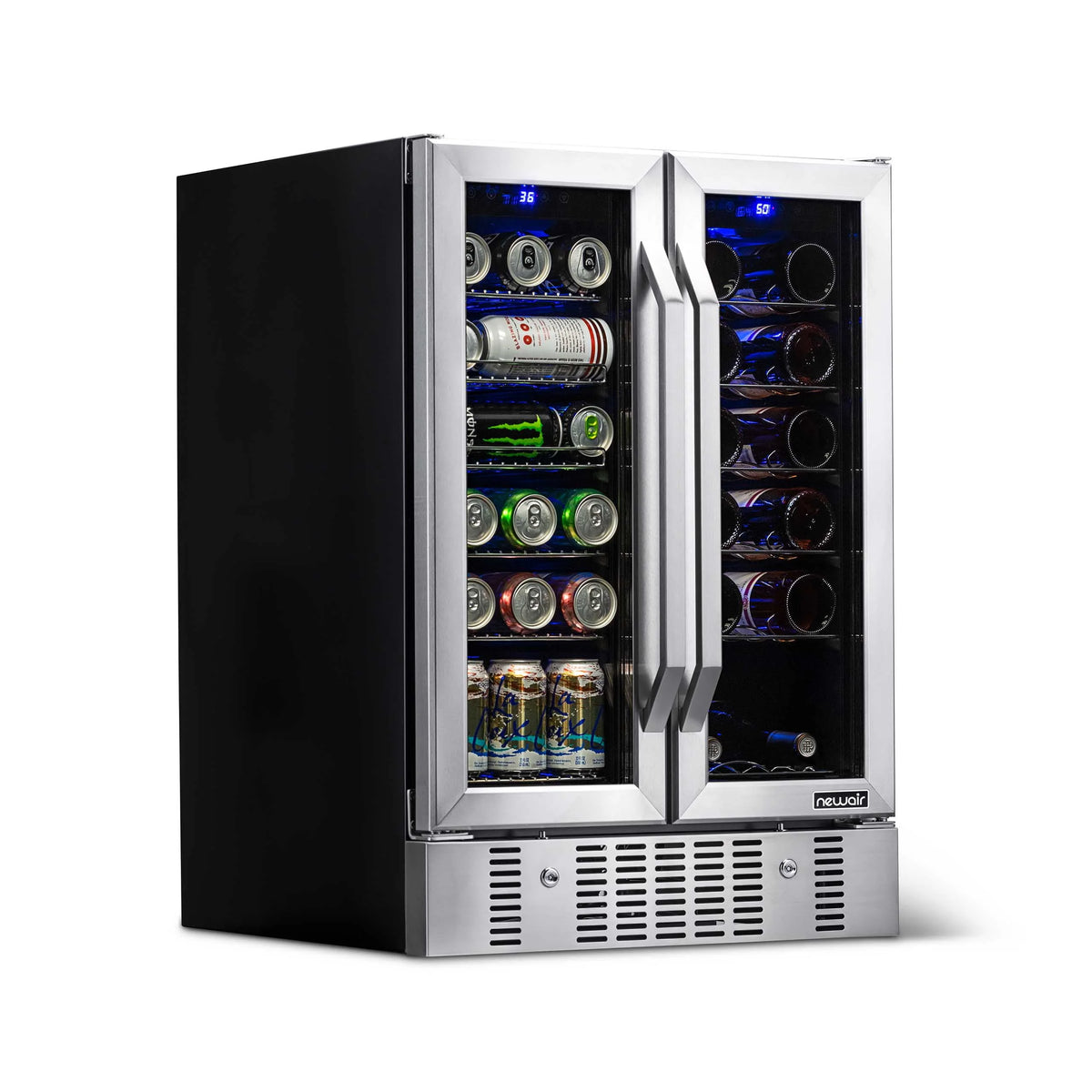 18 Bottle 60 Can Dual Zone Stainless Steel Wine and Beverage Refrigerator O360071