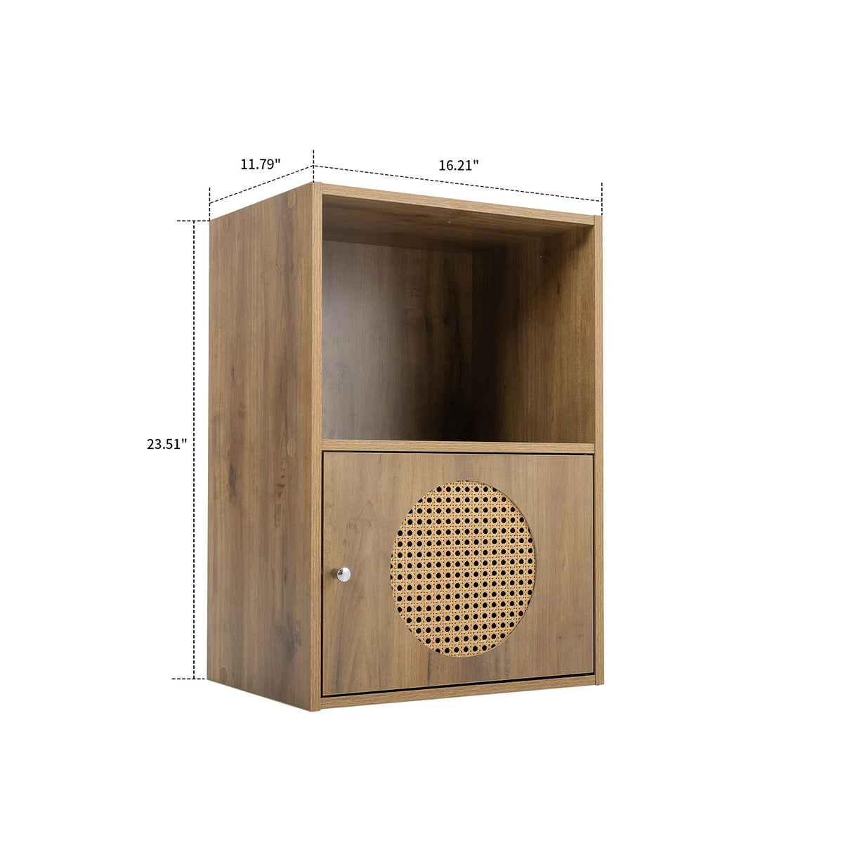 Antique Particle Board Two Layers Storage Cabinet with PE Rattan Door K380436