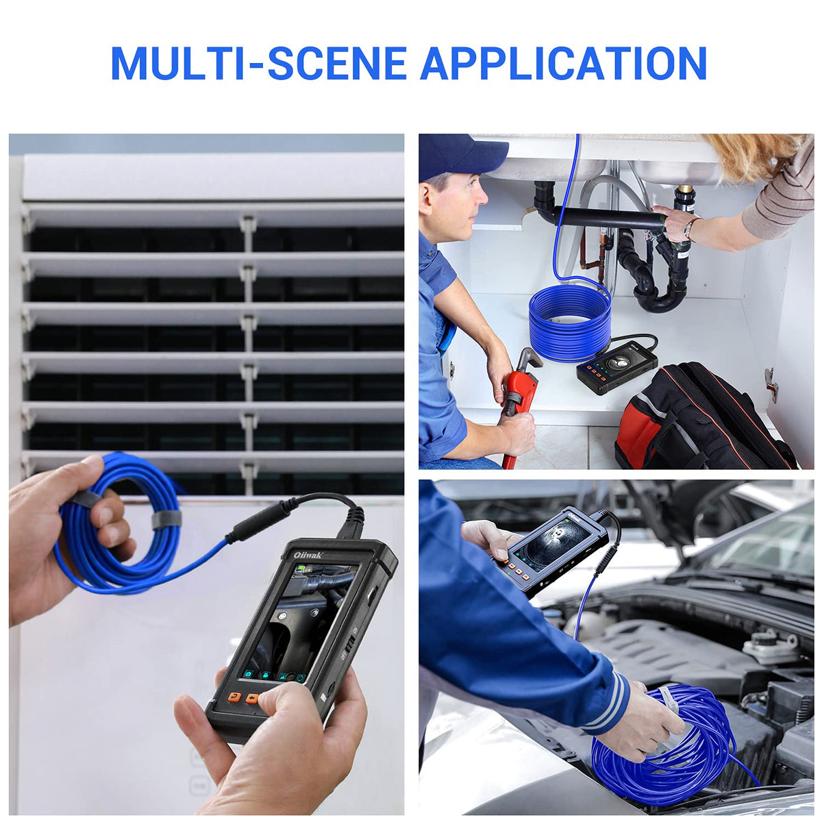 33FT 5.5mm 1080P Waterproof Sewer Inspection Camera with Lights 4.3'' IPS Screen Y408659