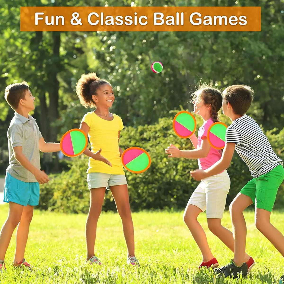 Toss and Catch Game Set with Paddles Balls and Storage Bag J943771