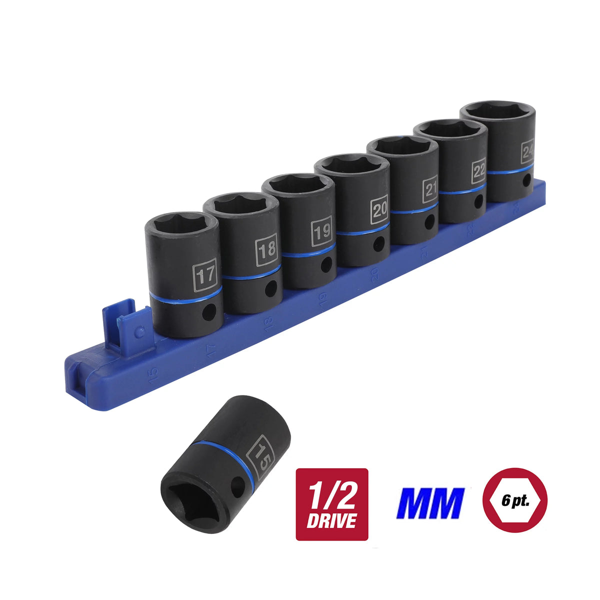 1/2 inch 9-Piece Impact Socket Set E620528