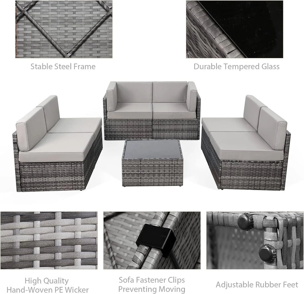 7-Piece PE Rattan Wicker Outdoor Sectional Sofa Set D951283