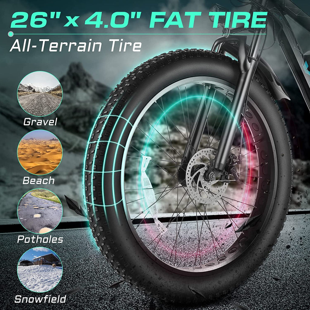 26 x 4.0 Fat Tire 500W All Terrain Electric Bike D99896