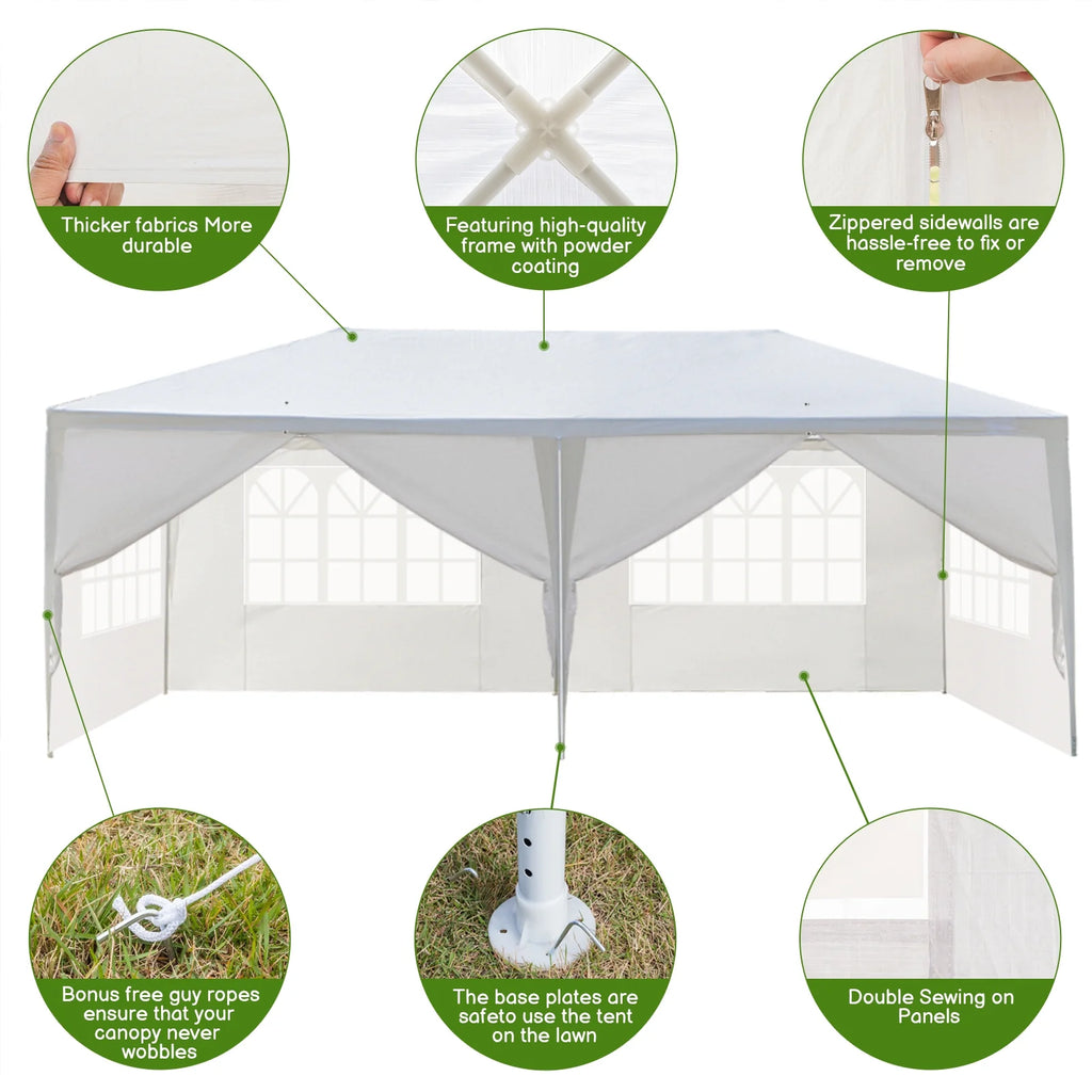 10'x 20' Canopy Tent with 6 Removable Sidewalls White Q175848