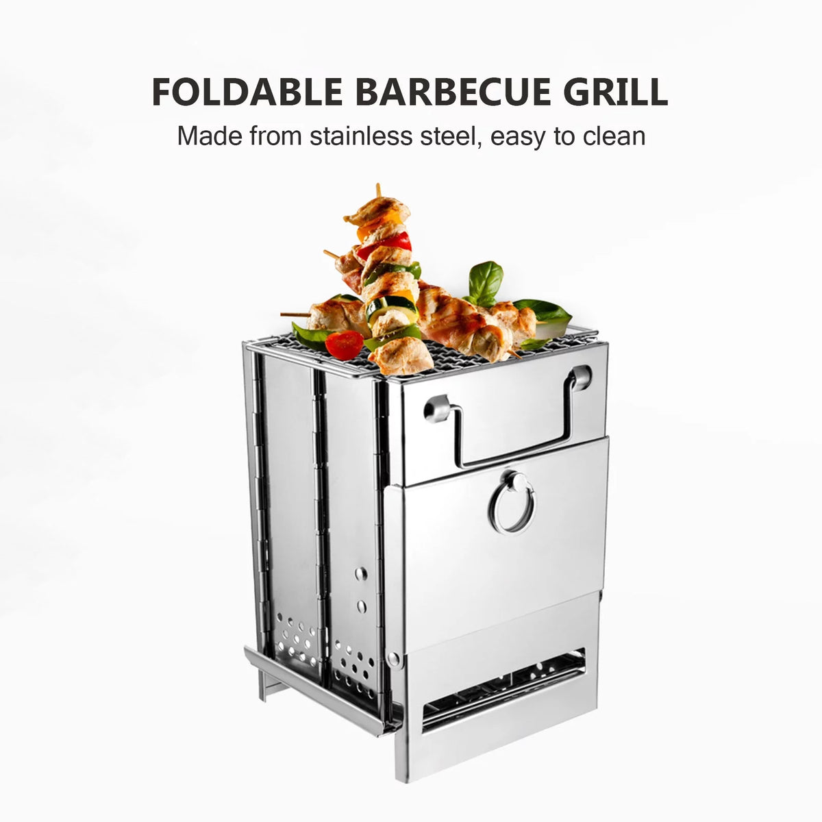 Foldable Wood Stainless Steel Barbecue Grill L9289
