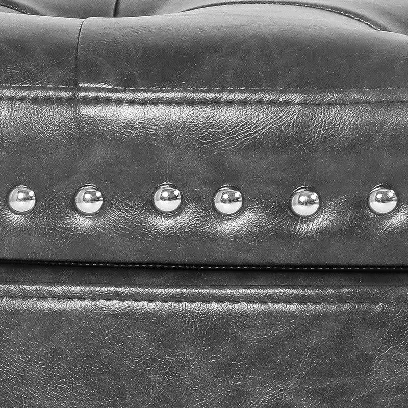 Grey Tufted Velvet Storage Ottoman Bench H748