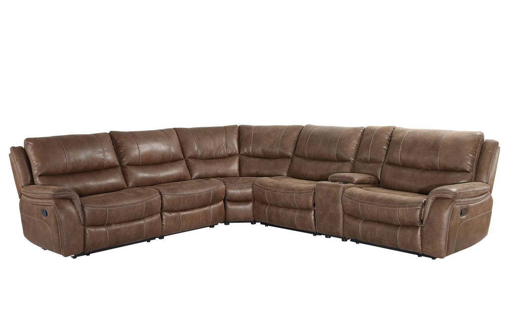 Cocoa Brown Faux Leather 6-Piece Reclining Sectional S870463