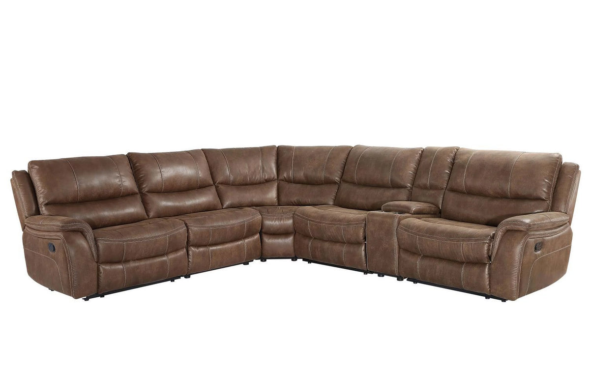 Cocoa Brown Faux Leather 6-Piece Reclining Sectional S870463