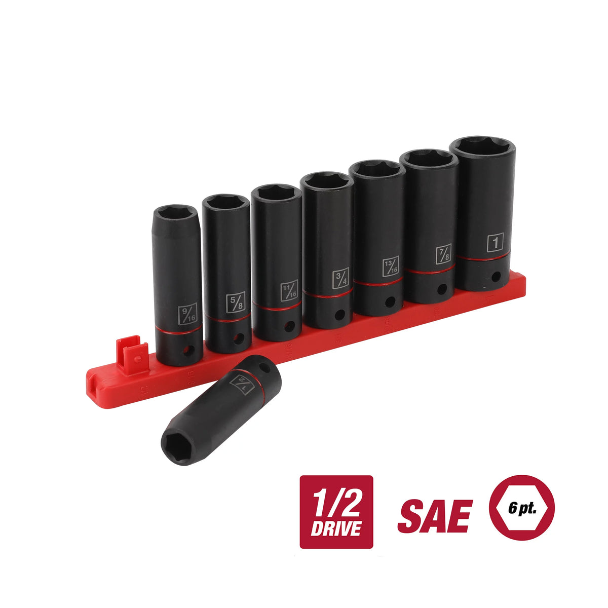 1/2 inch 9-Piece Impact Socket Set E620528