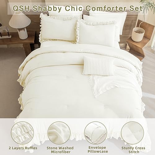 Pink Queen Size 3 Pieces Ruffle Comforter Set O3131