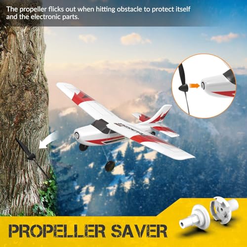 RC Plane Trainer 3CH Remote Control Airplane with Prop Saver, 6-Axis Gyro Stabilizer, 400mm Green V50642