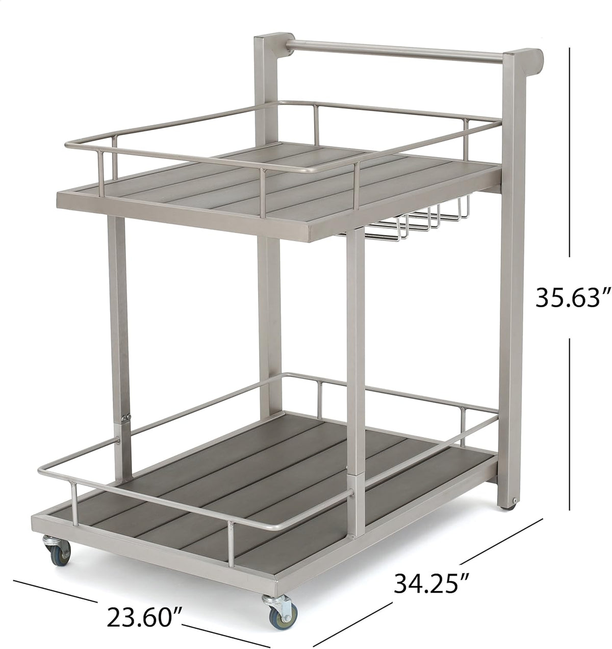 Outdoor Aluminum Bar Cart with Wood Top A600309