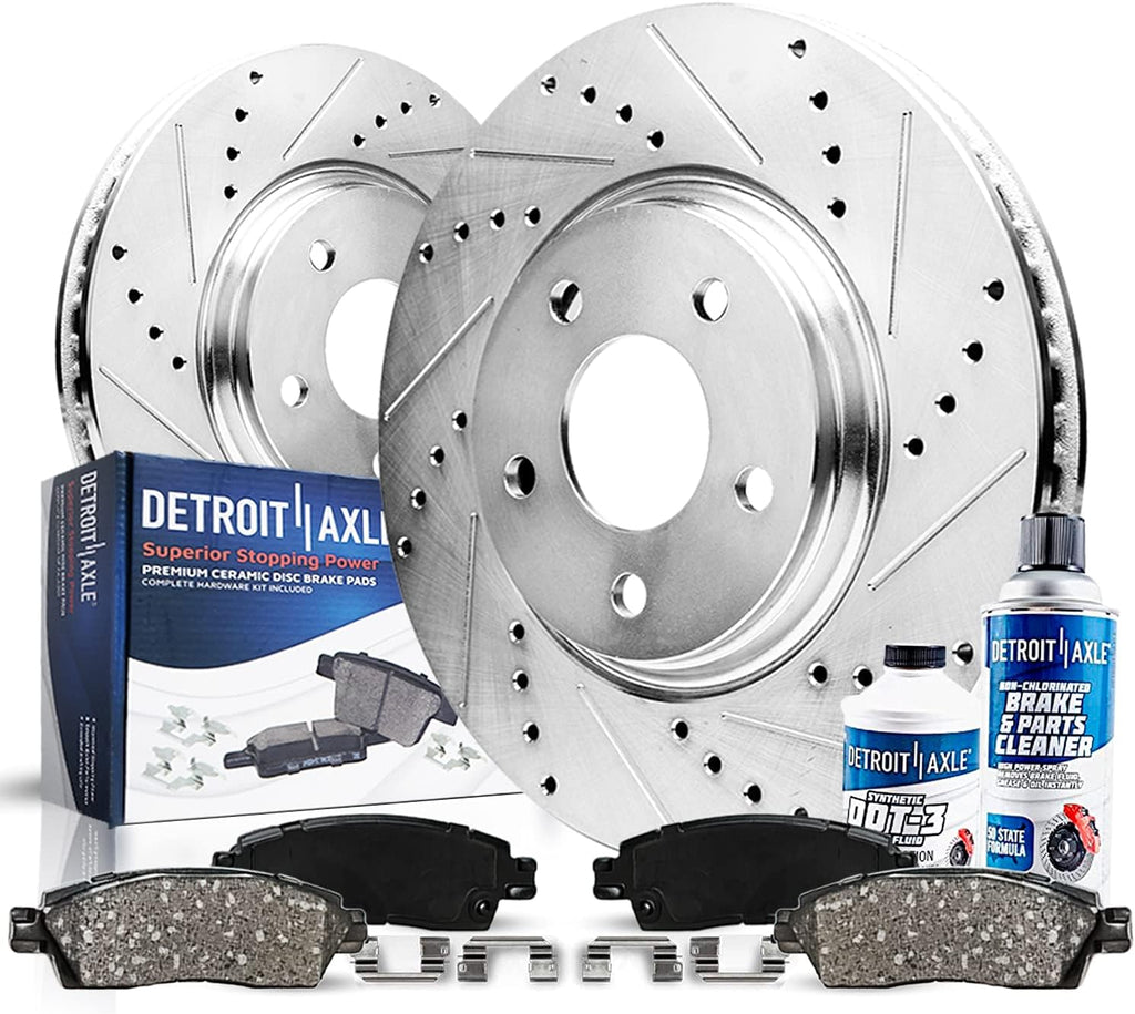 Front Drilled and Slotted Brake Rotors with Ceramic Pads J22558