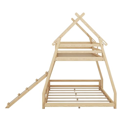 Gray Wooden Loft Bed with Removable Storage Shelves E9001