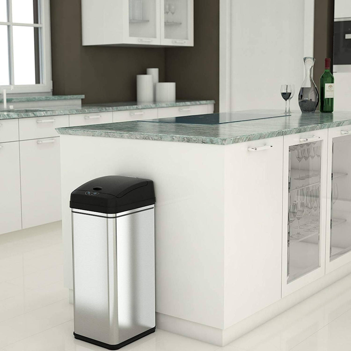 13 Gallon Stainless Steel Sensor Trash Can B220