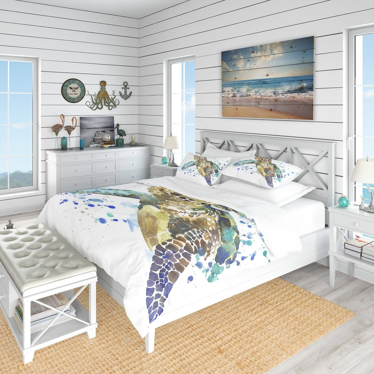 Blue Coastal Duvet Cover Set - Twin M23178