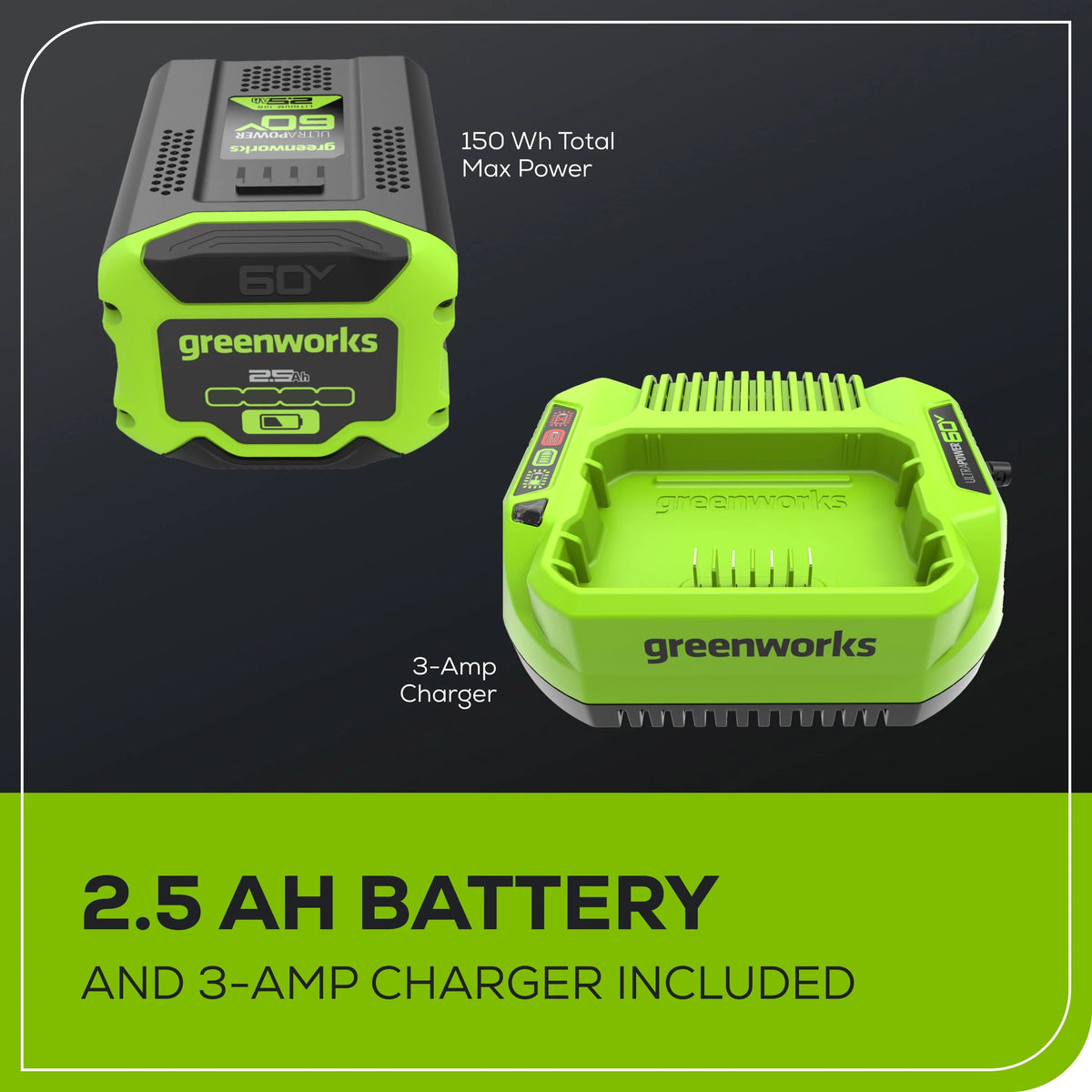 60V 14” 1.2kW Chainsaw with 2.5 Ah Battery & 3 Amp Charger Y2526