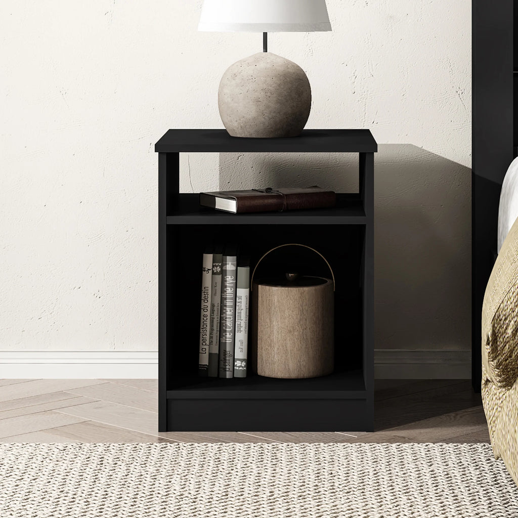 White Open Shelf Nightstand V7619