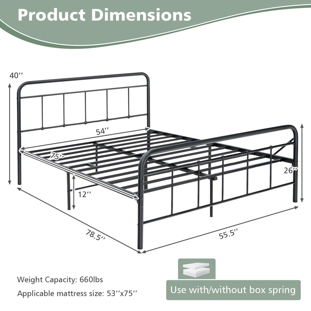 Heavy Duty Metal Platform Bed Frame Y2667