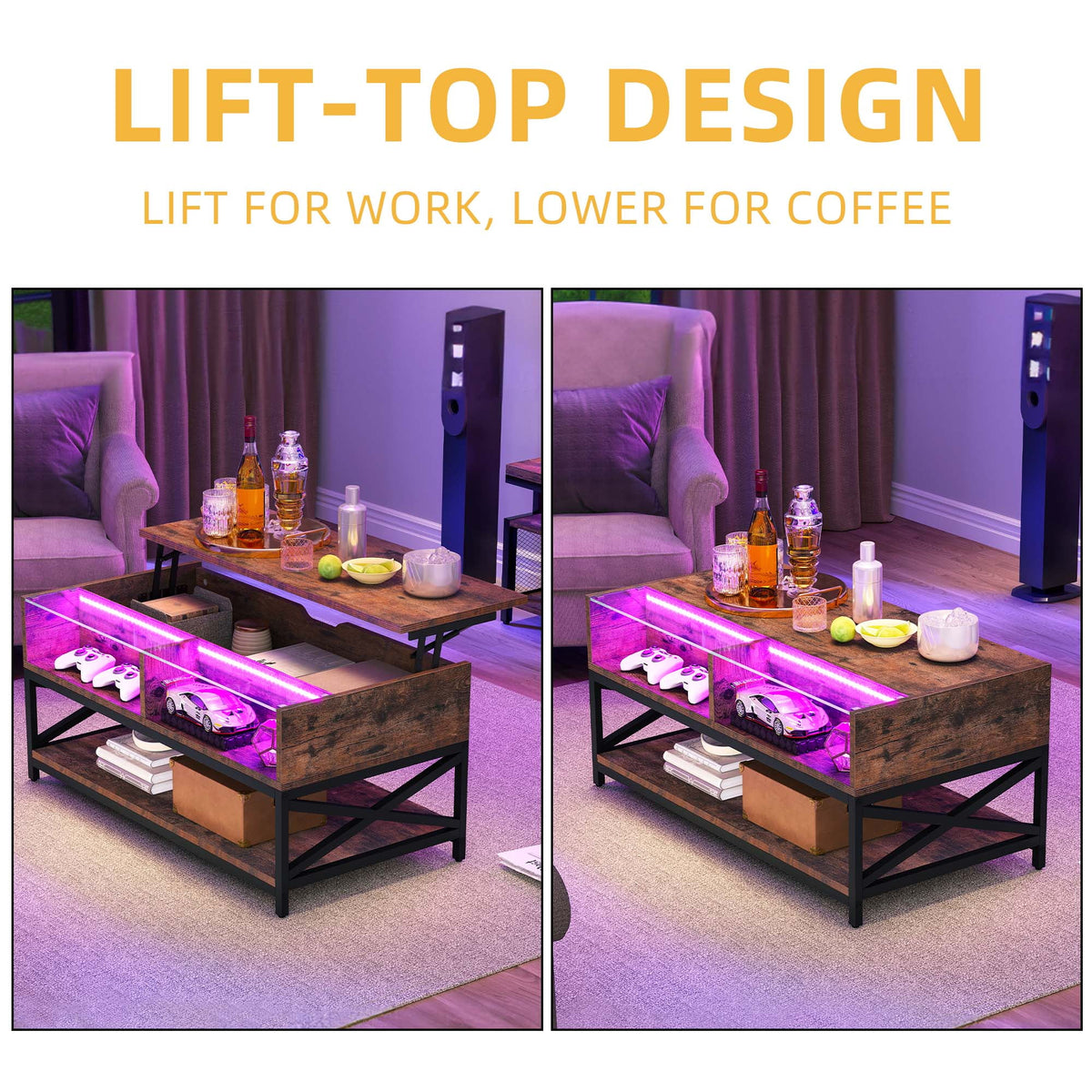 Lift Top Coffee Table with LED Lights H752170