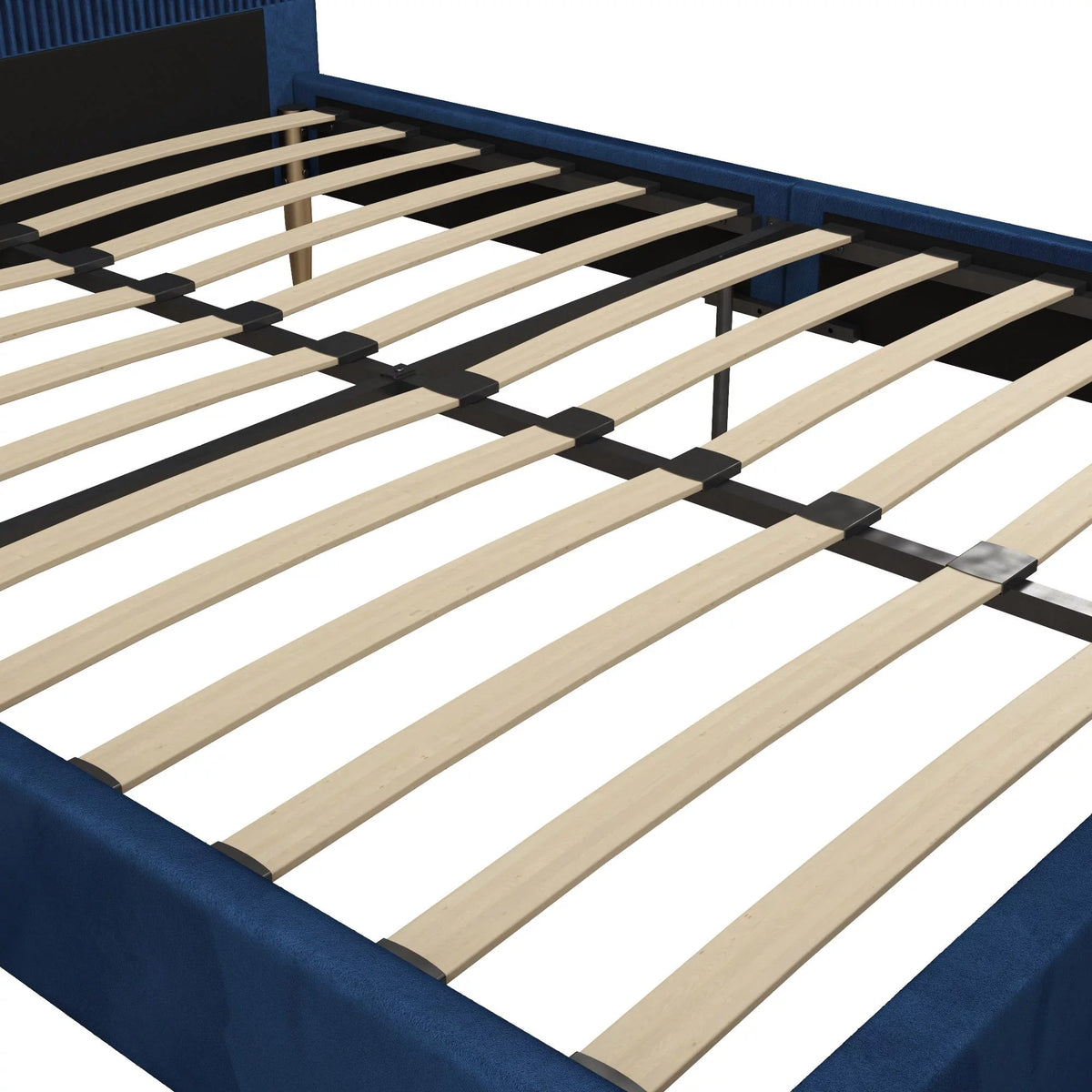 Queen Ivory Velvet Upholstered Bed with Headboard E842649
