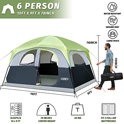 6 Person Waterproof Double Layer Family Camping Tent M35605