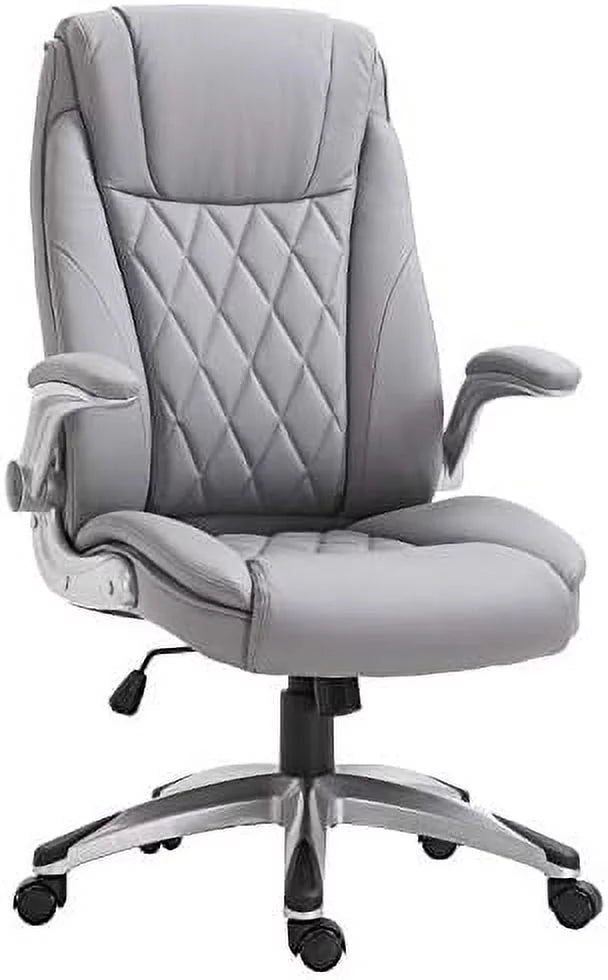 Grey Faux Leather Ergonomic Home Office Chair W271204