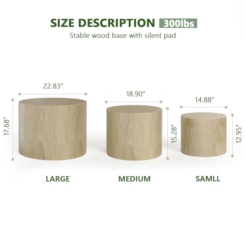 Round Wooden Nesting Coffee Table Set of 3 P93455