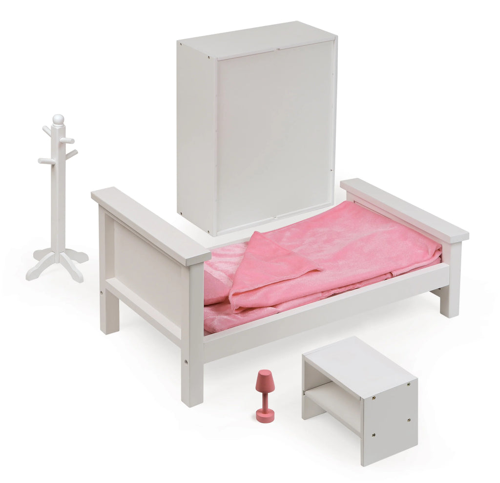 White Doll Bedroom Set with Bed, Armoire, and Nightstand A462648