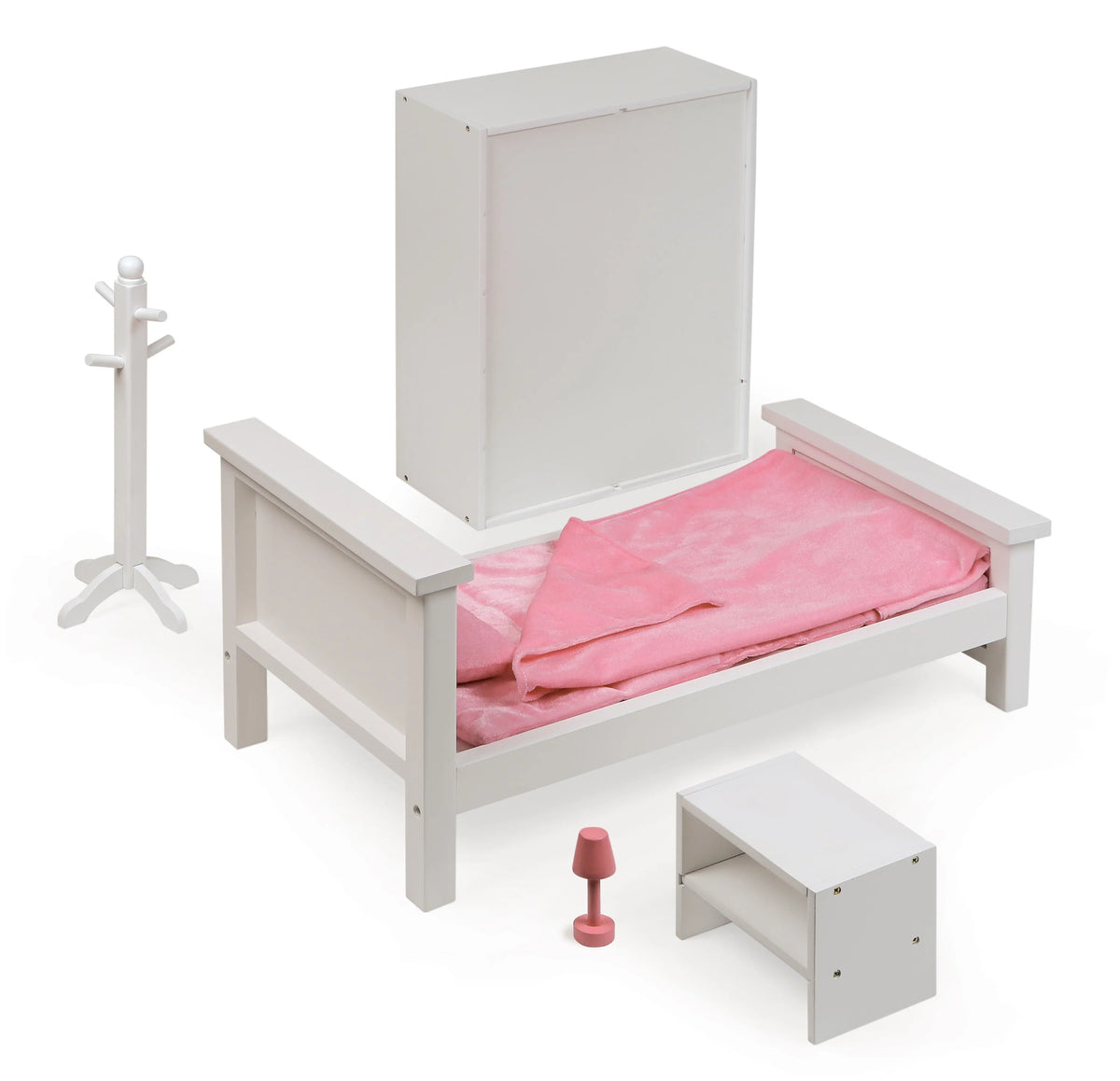 White Doll Bedroom Set with Bed, Armoire, and Nightstand A462648