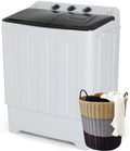 Portable 30LBS Twin Tub Mini Compact Laundry Washer Spinner Combo White Gray S15363