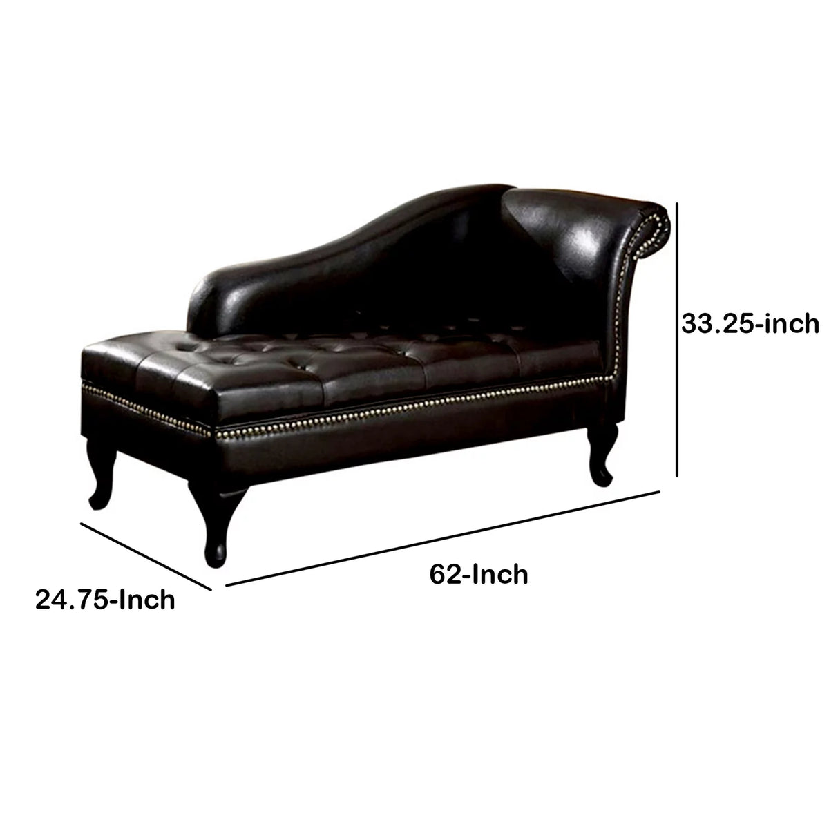 Black Leatherette Storage Chaise B746189