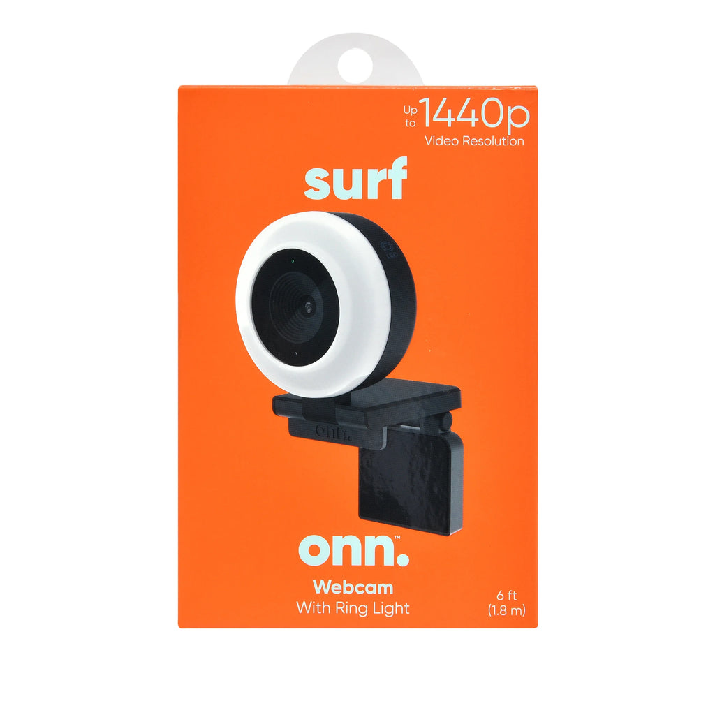 Webcam with Ring Light, Autofocus, Built-in Microphone, White & Black O476