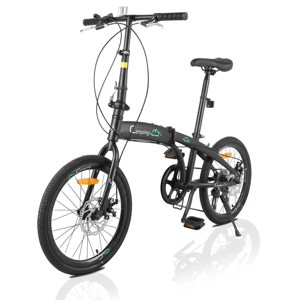 20 Folding Bike, 7 Speed Lightweight City Commuter Bicycle, Black L149