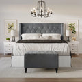 Black Velvet Upholstered Storage Bench Bed E77125