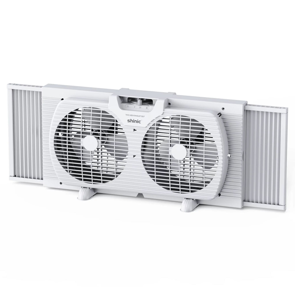 9 3-Speed Twin Window Fan with Removable Bug Screen, White E6926