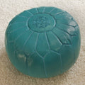 Blue Leather Moroccan Pouf Ottoman B159279