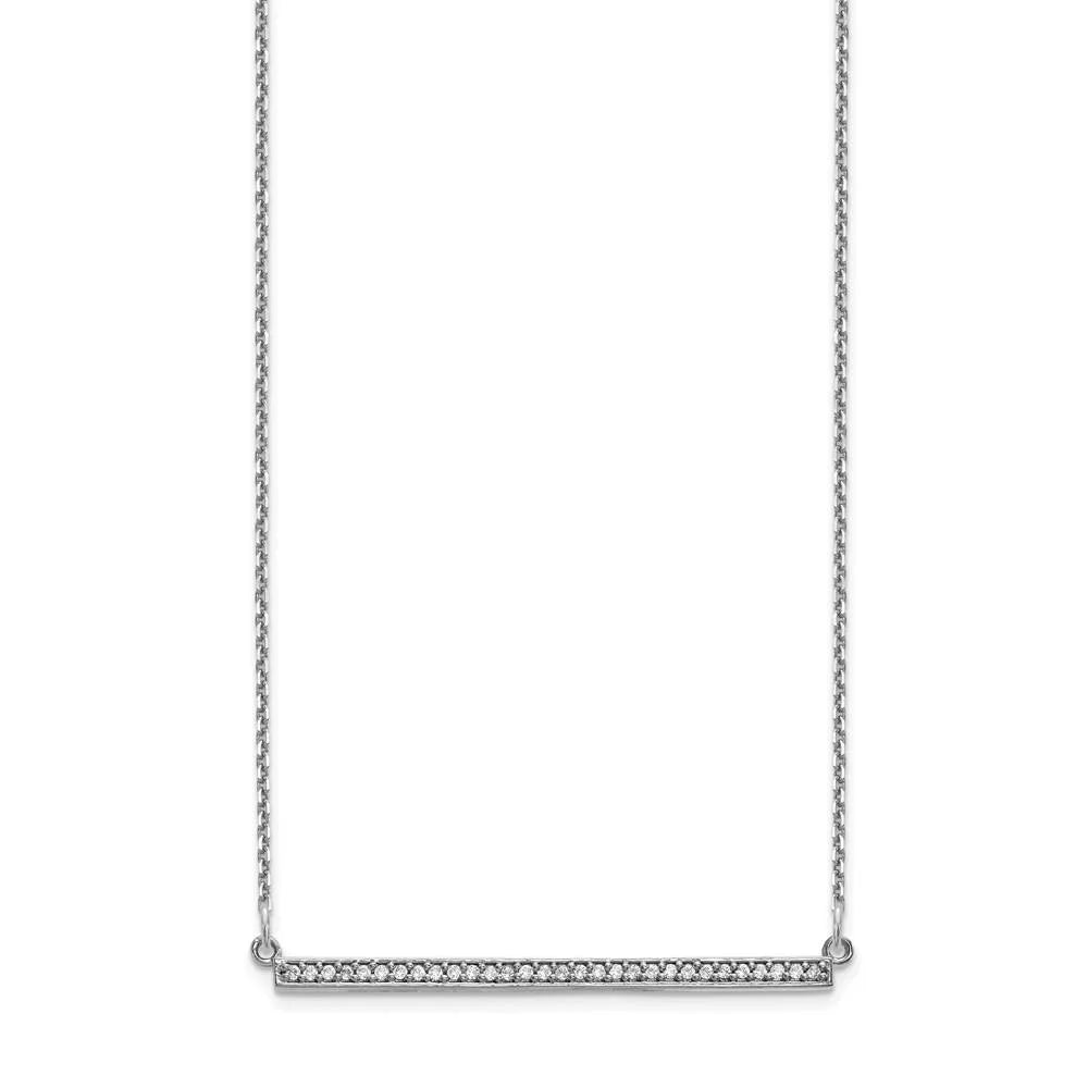 14k White Gold Diamond Bar Necklace L236