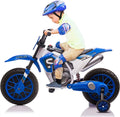 12V Kids Off-Road Ride on Dirt Bike with Training Wheels, Green E1800