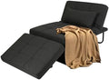 Beige Sleeper Chair Sofa Bed 4-in-1 Convertible Futon Chair Folding Ottoman with Adjustable Backrest 29" Width R639