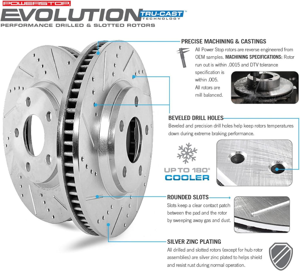 Front and Rear Carbon Fiber Brake Pads with Drilled & Slotted Brake Rotors Kit Y97869